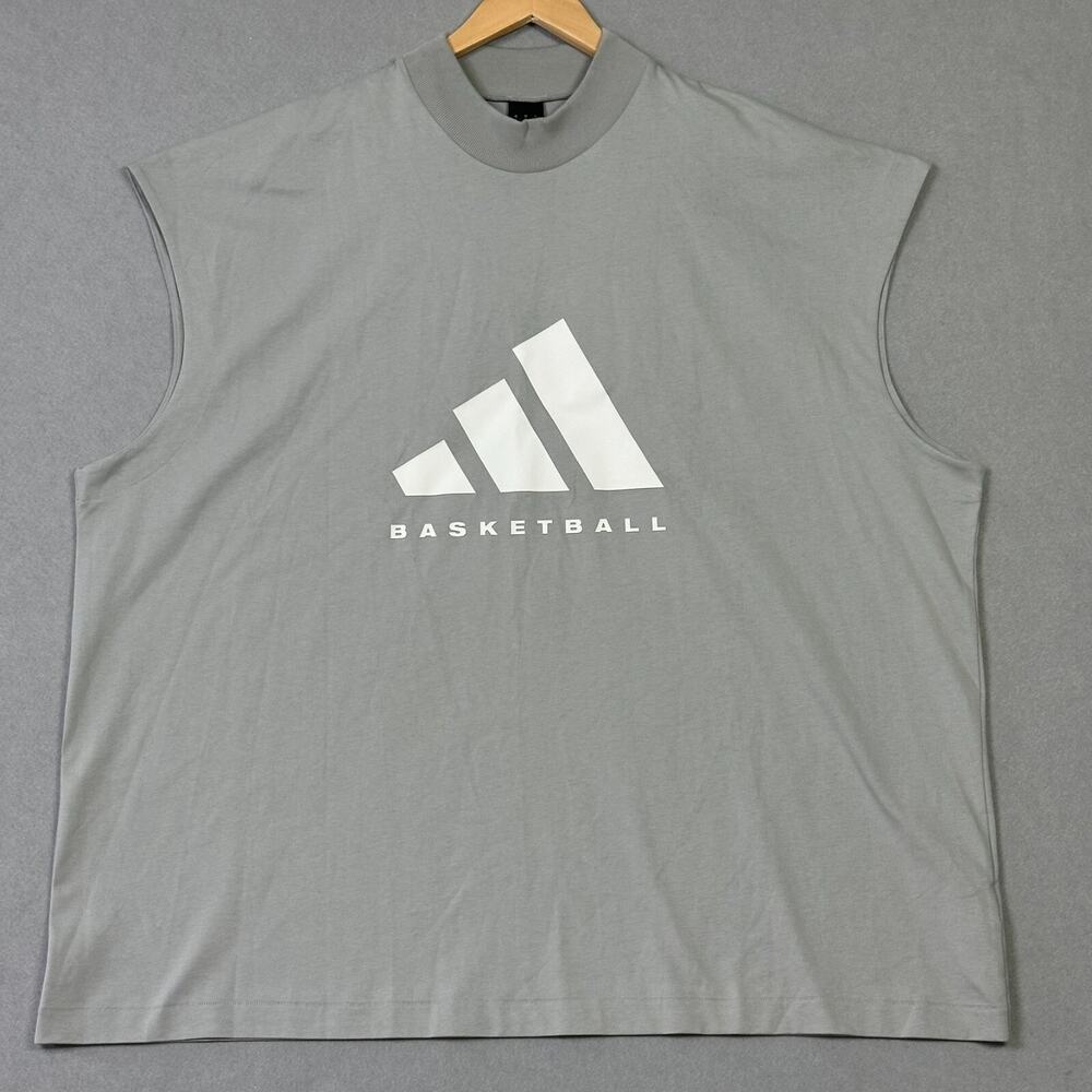 Adidas Basketball Sleeveless Tee Shirt Tank Top Mens XL JI9120 Gray $40